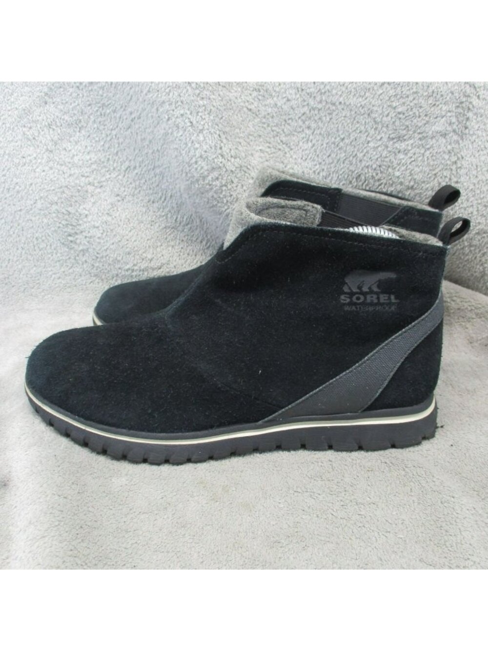 Sorel Shoes Womens Size 8 Black Suede Pull On Ankle Snow Boots *Read*